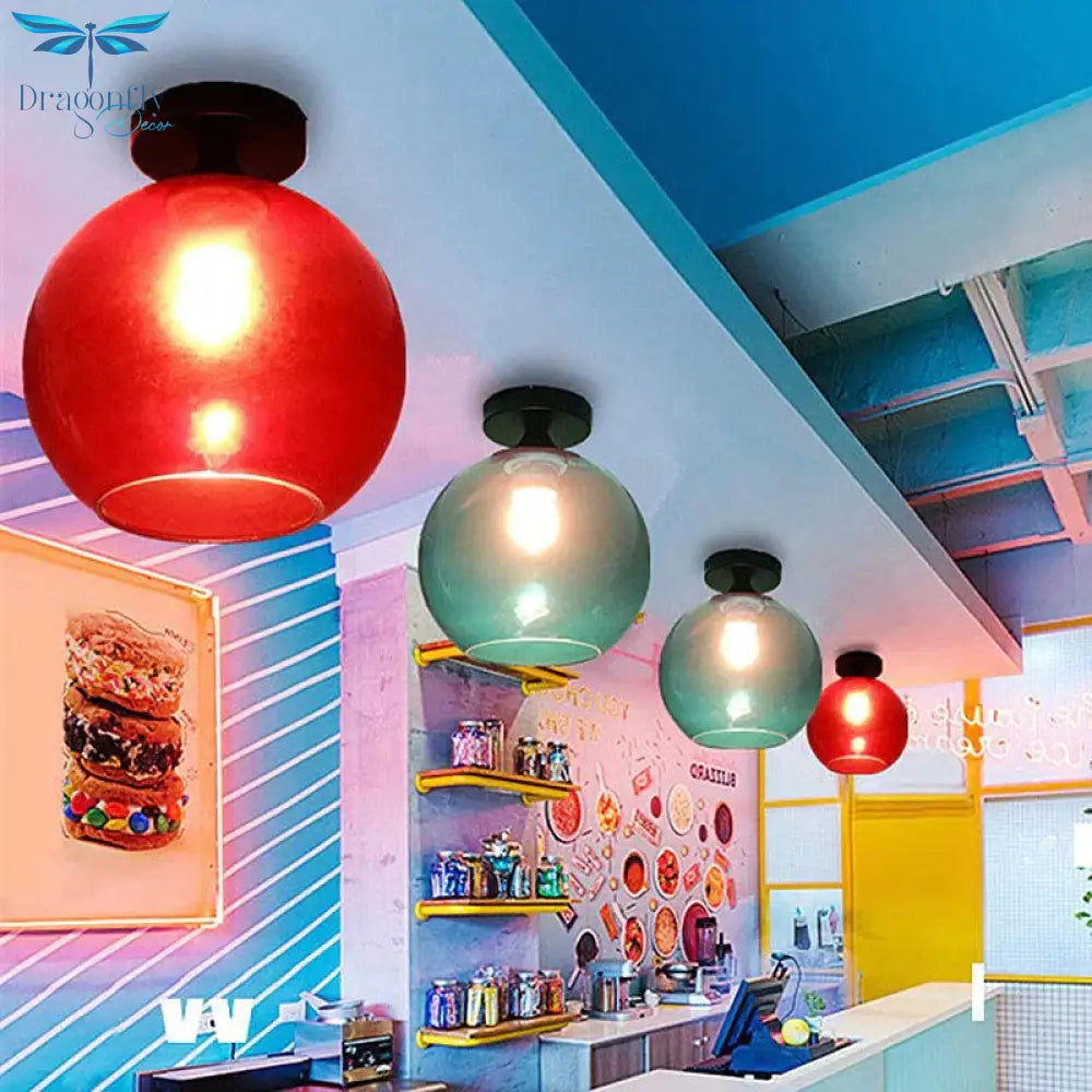 Vintage Colorful Glass Pendant Lamp Led Indoor Light The Modern Living Room Restaurant Shops Bar