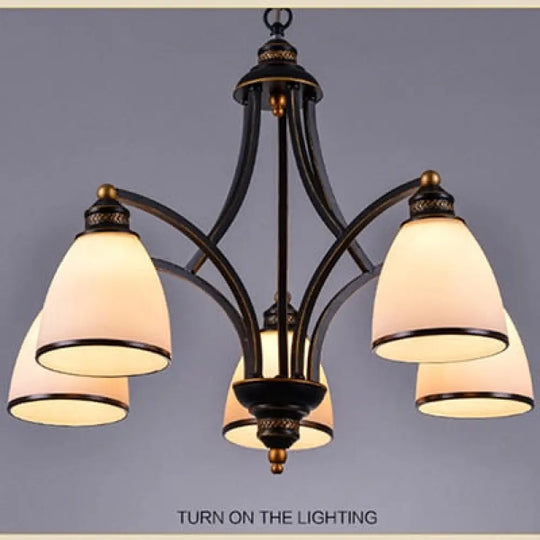 Vintage European Style Oil Rubbed Bronze 3/5/6/8 Light Glass Chandelier Shades 5 Down