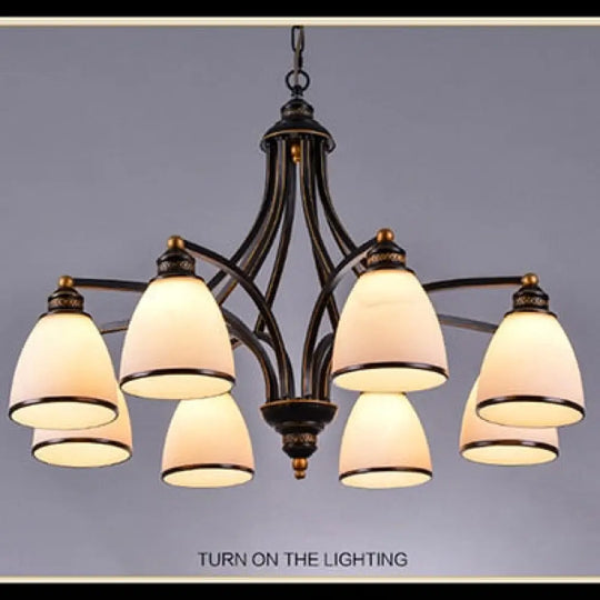 Vintage European Style Oil Rubbed Bronze 3/5/6/8 Light Glass Chandelier Shades 8 Down