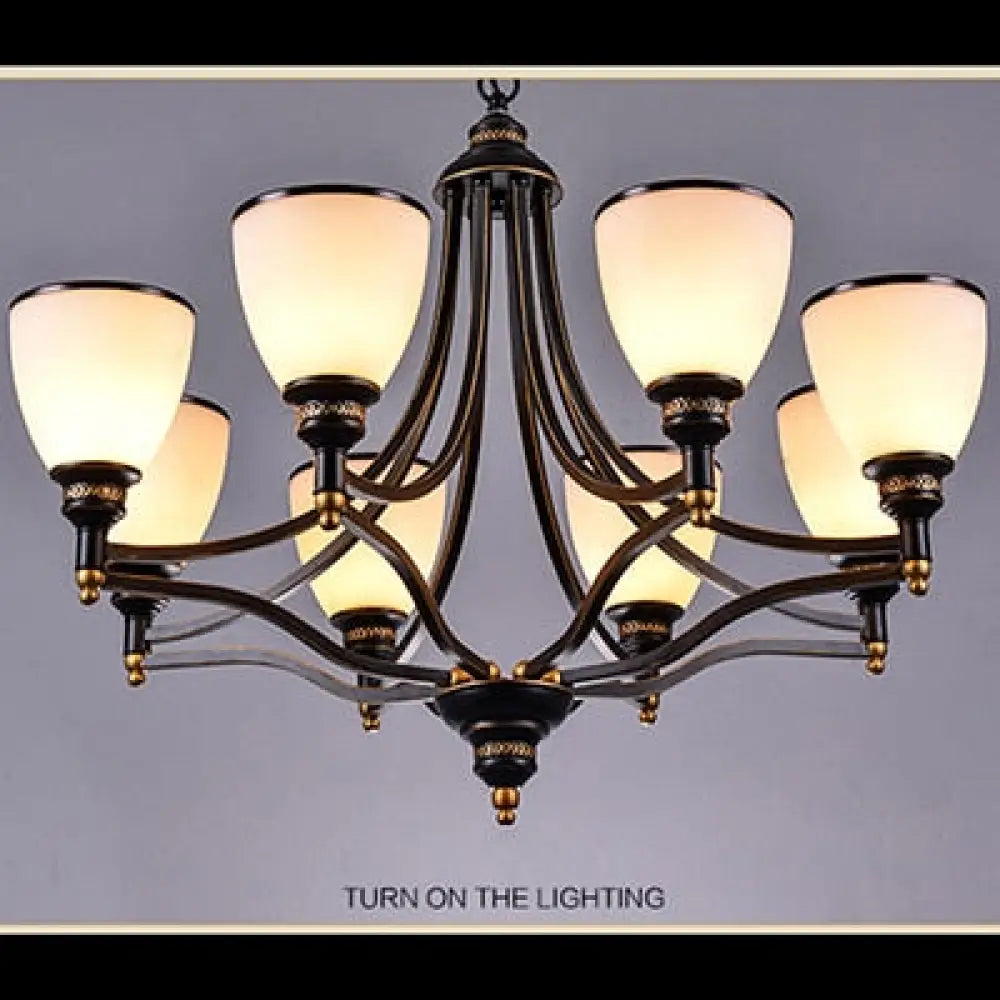Vintage European Style Oil Rubbed Bronze 3/5/6/8 Light Glass Chandelier Shades 8 Up