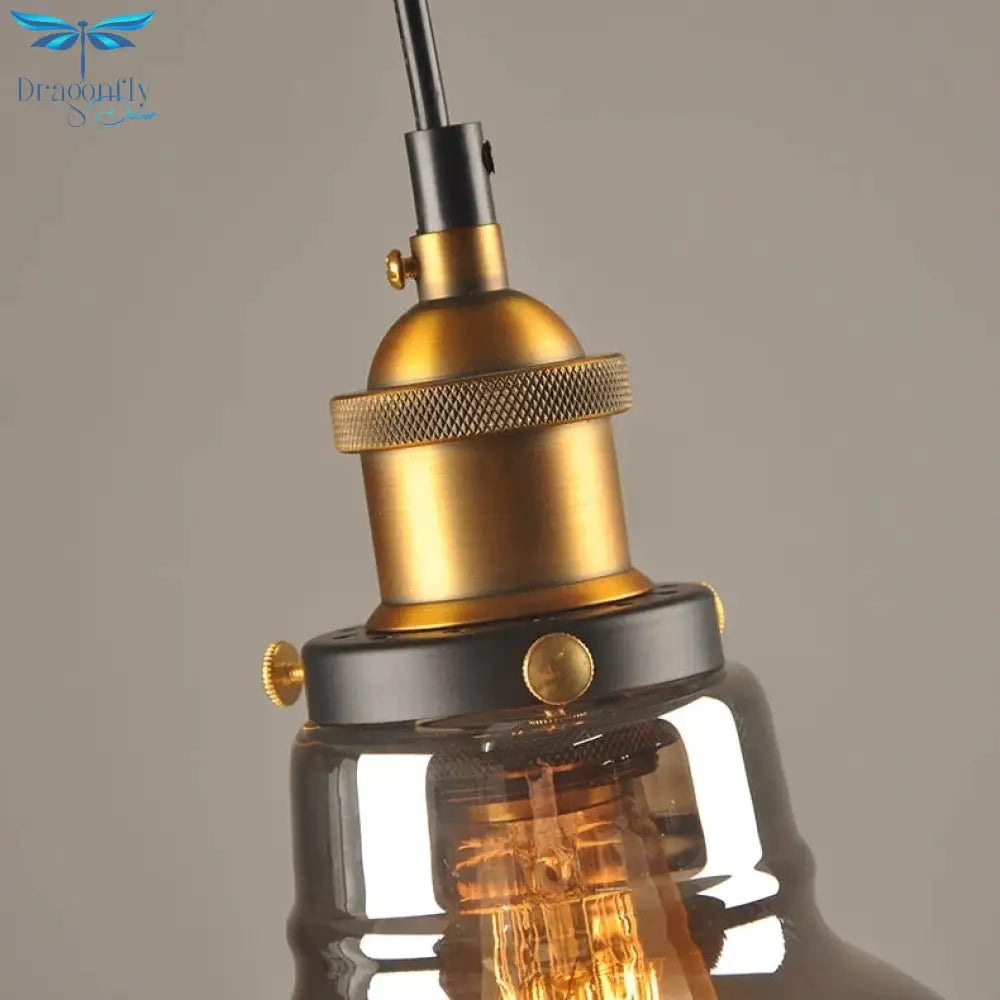 Vintage Glass Pendant Lights Loft Hang Lamp Smoky Grey Hanging Light
