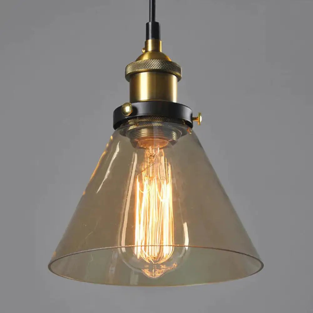 Vintage Glass Pendant Lights Loft Hang Lamp Smoky Grey Hanging Light Amber - B