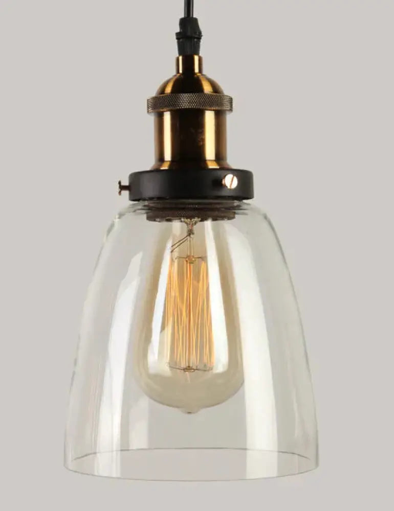 Vintage Glass Pendant Lights Loft Hang Lamp Smoky Grey Hanging Light Transparent - A