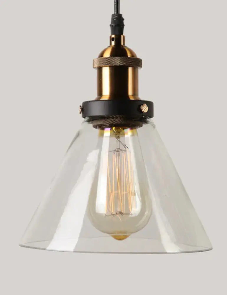 Vintage Glass Pendant Lights Loft Hang Lamp Smoky Grey Hanging Light Transparent - B