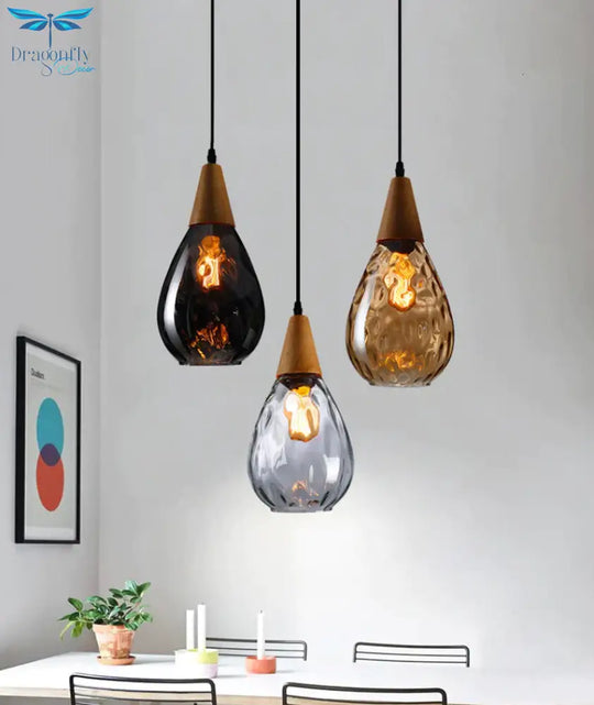 Vintage Home Deco Glass Pendant Light Led E27 Modern Loft Hanging Lamp Wich 3 Colors For Bedroom