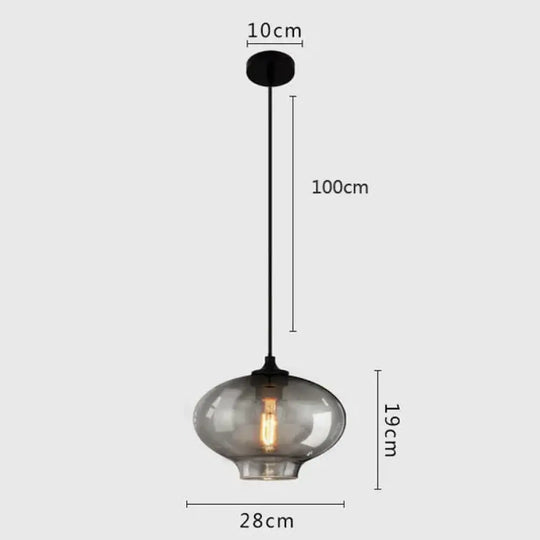 Vintage Industrial Pendant Light Retro Gray Glass Lamp For Bar Stair Dining Room E27 Edison