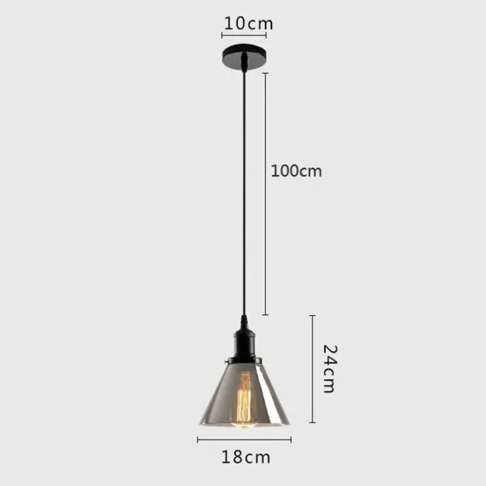 Vintage Industrial Pendant Light Retro Gray Glass Lamp For Bar Stair Dining Room E27 Edison
