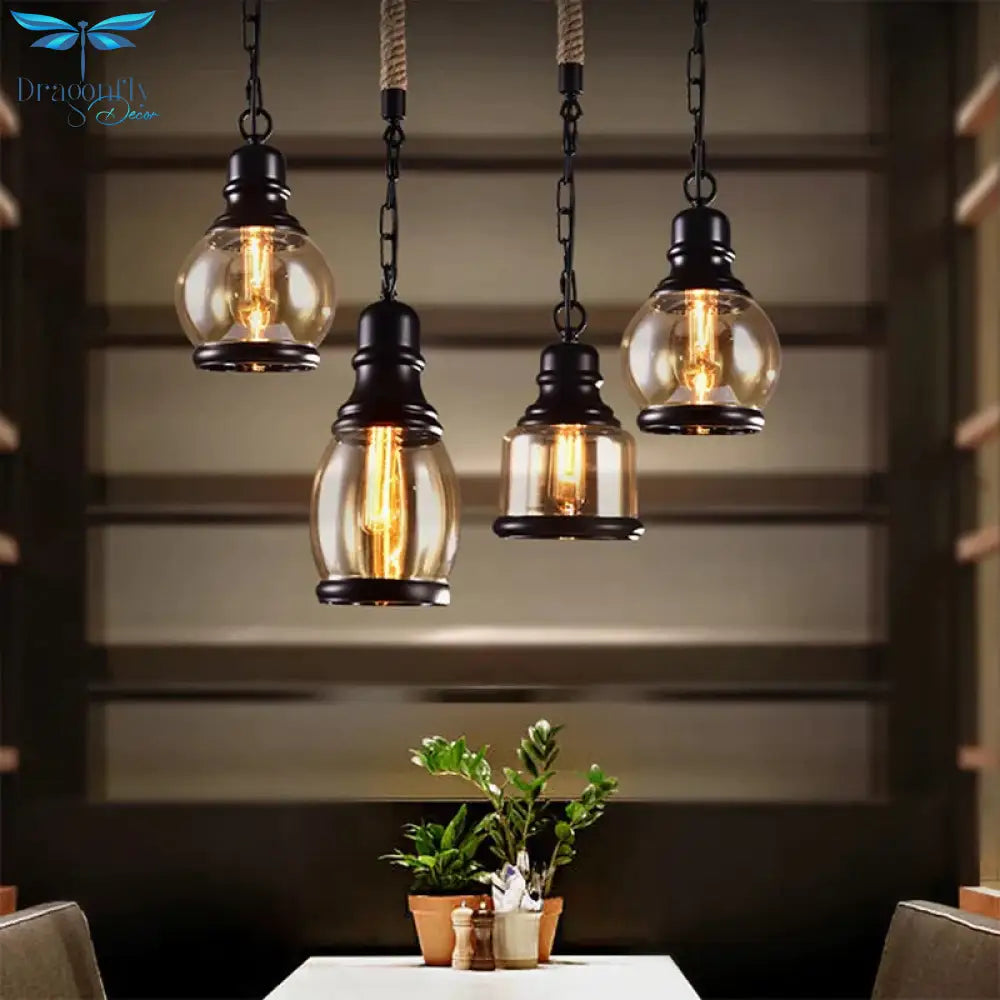 Vintage Loft Pendant Light Industrial Style Amber Glass Lamp Bar/Restaurant Retro Room Bar Bed 3