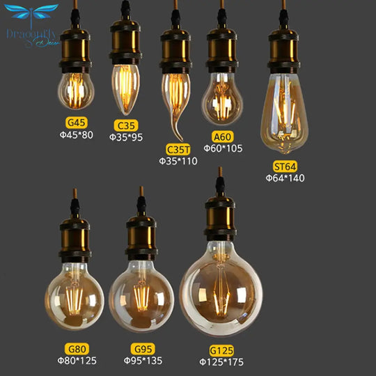 Vintage Pendant Lamp Base E27 B22 E14 Ac220V Loft Industrial Retro Hanging Edison C35 G45 A60 St64