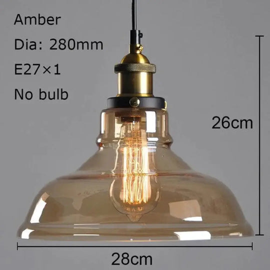 Vintage Pendant Lights Glass Lamp Loft Nordic Hang 28Cm Smoky Grey Industrial Dinning Room Bedroom