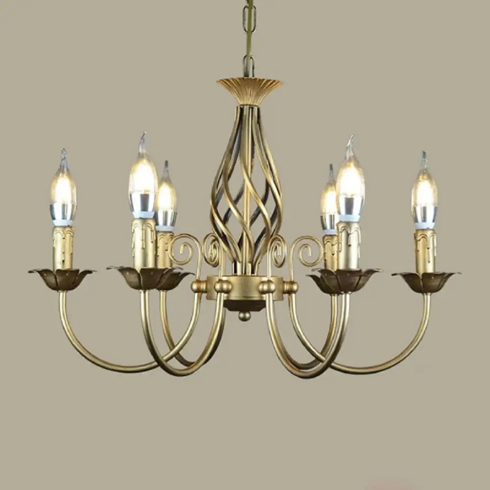 Vintage Wrought Iron 6 Bulb Chandelier Without Bulb Pendant Lighting