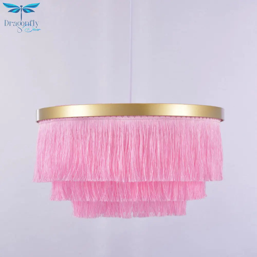 Vittoria - Gold Fringe Ceiling Light Layered 1 - Light Minimalism Hanging Lamp For Living Room