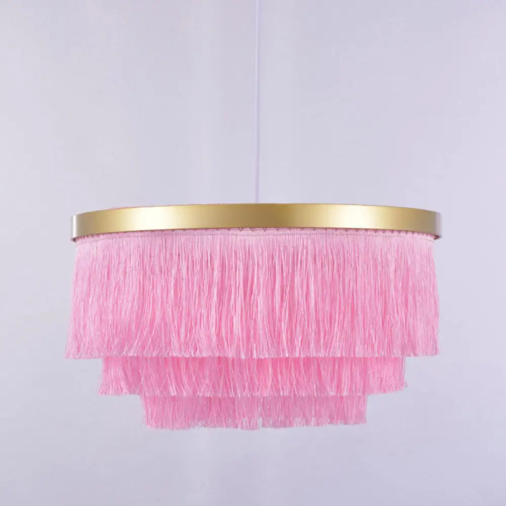 Vittoria - Gold Fringe Ceiling Light Layered 1 - Light Minimalism Hanging Lamp For Living Room /