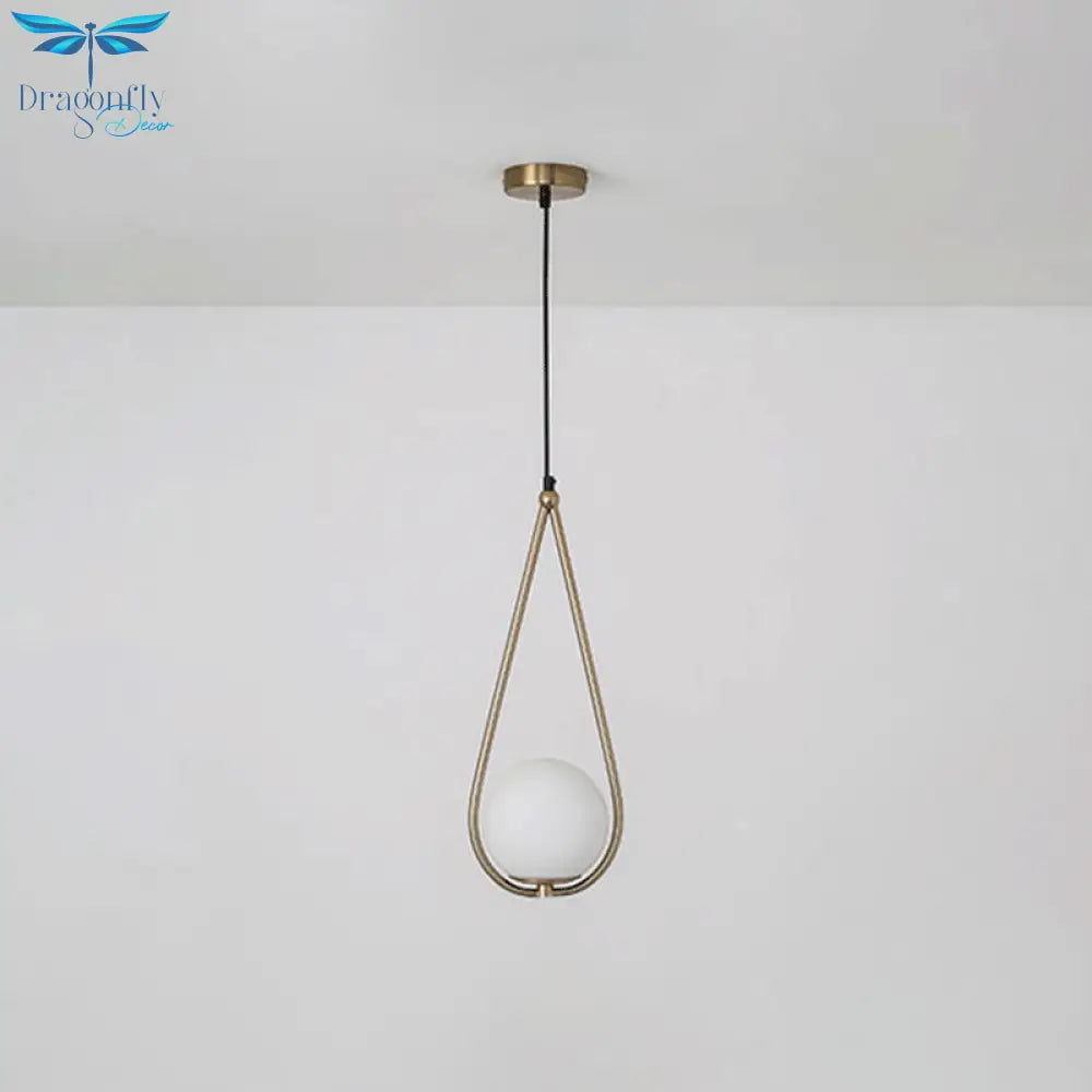 Viviana - Metal Teardrop Hanging Ceiling Light Minimalism 1 Bulb Brass Finish Drop Pendant With