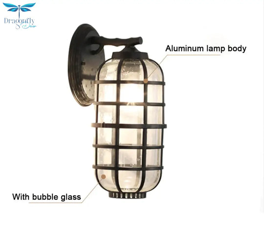 Waterproof Outdoor Wall Lighting E27 Bulb Retro Vintage Black Glass For Garden Porch Sconce Lights