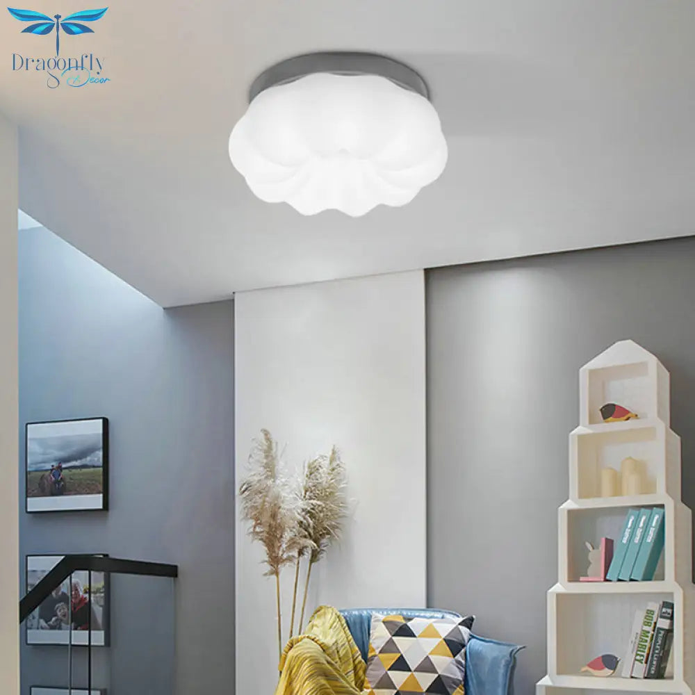 Whimsical Kids’ Room Illumination: Led Plastic Cloud Flush Mount Ceiling Light In White