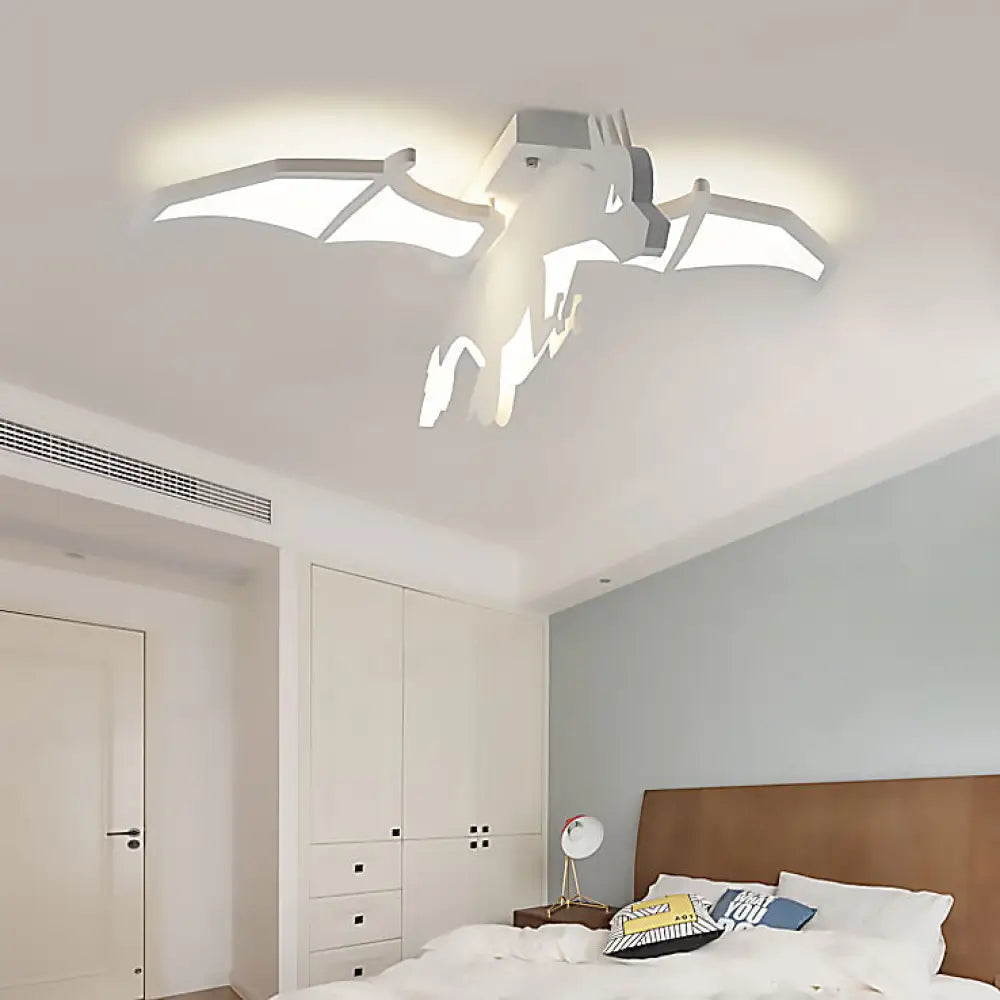 White Acrylic Led Ceiling Fixture In The Shape Of Charizard For Boys’ Bedrooms - Mounted / Warm