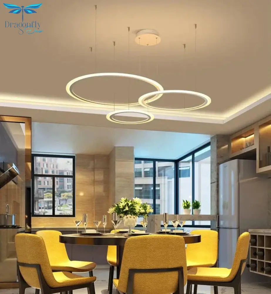 White Cricle Modern Led Pendant Light For Kitchen Dining Room Living Luminaires Acrylic Hanging