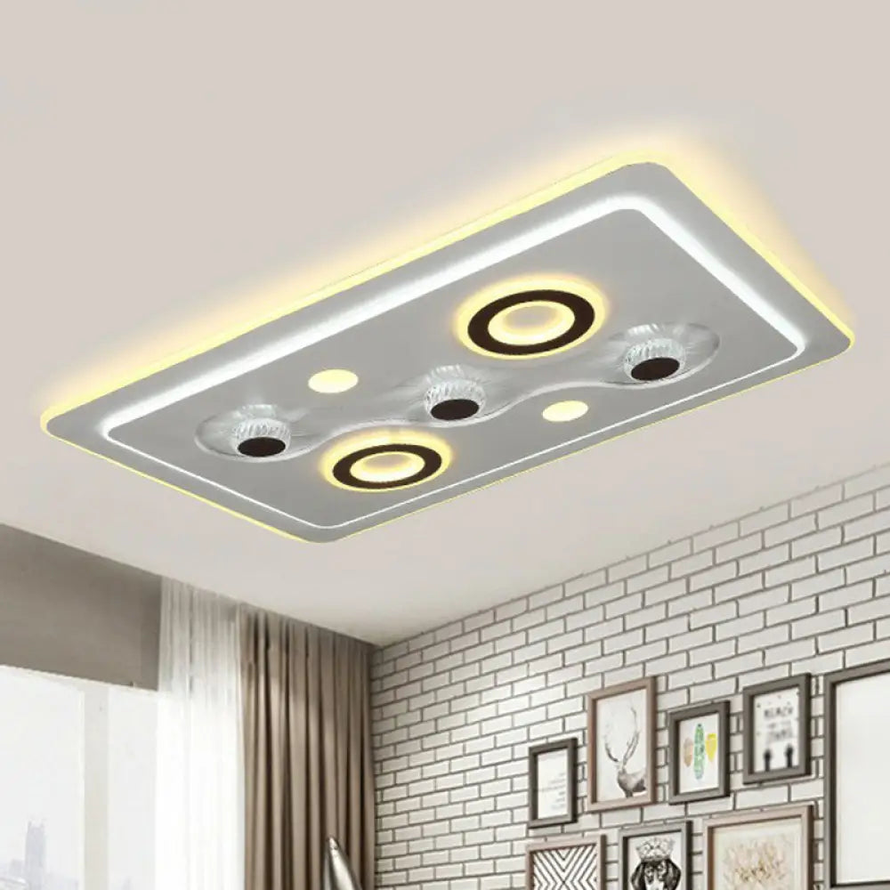 White Rectangular Acrylic Flush Mount Lighting Modern Led Ceiling Light Fixture / A