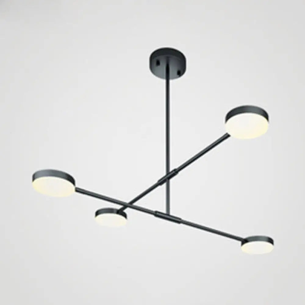 Willow - Stylish Linear Chandelier: 2/4 Lights Led Black Hanging Light 4 / Warm