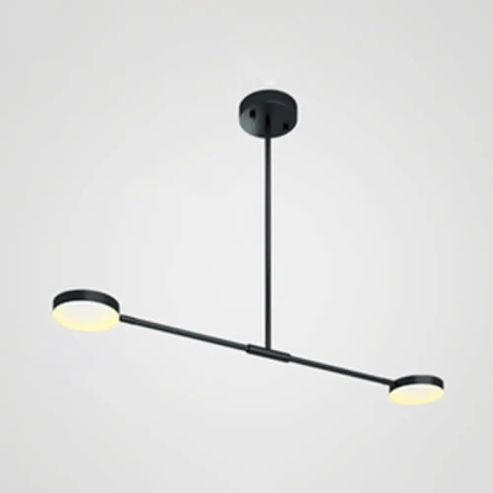 Willow - Stylish Linear Chandelier: 2/4 Lights Led Black Hanging Light 2 / Warm