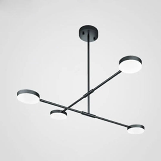 Willow - Stylish Linear Chandelier: 2/4 Lights Led Black Hanging Light 4 / White