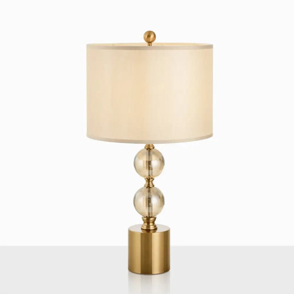 Zaniah - 1 - Head 1 Head Night Lamp Classic Bedroom Crystal Nightstand Light With Round Fabric