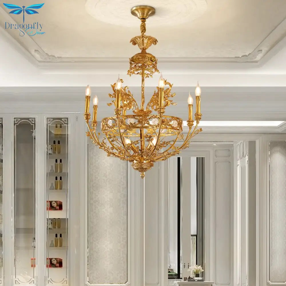 Zara - European All Copper Chandeliers French Luxury Crystal Villa Living Room Restaurant Bedroom