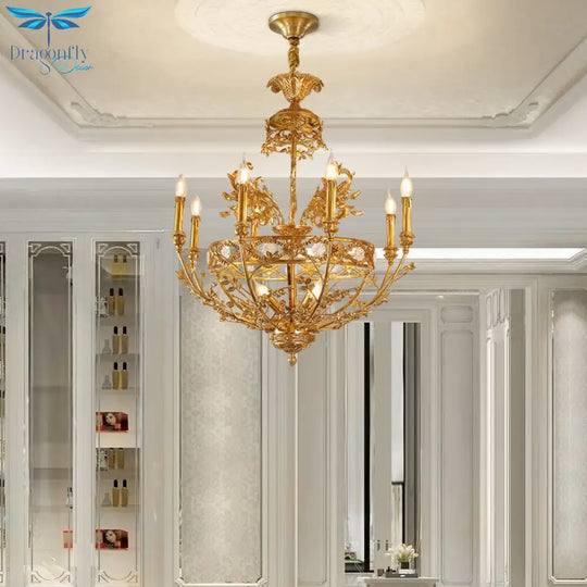 Zara - European All Copper Chandeliers French Luxury Crystal Villa Living Room Restaurant Bedroom