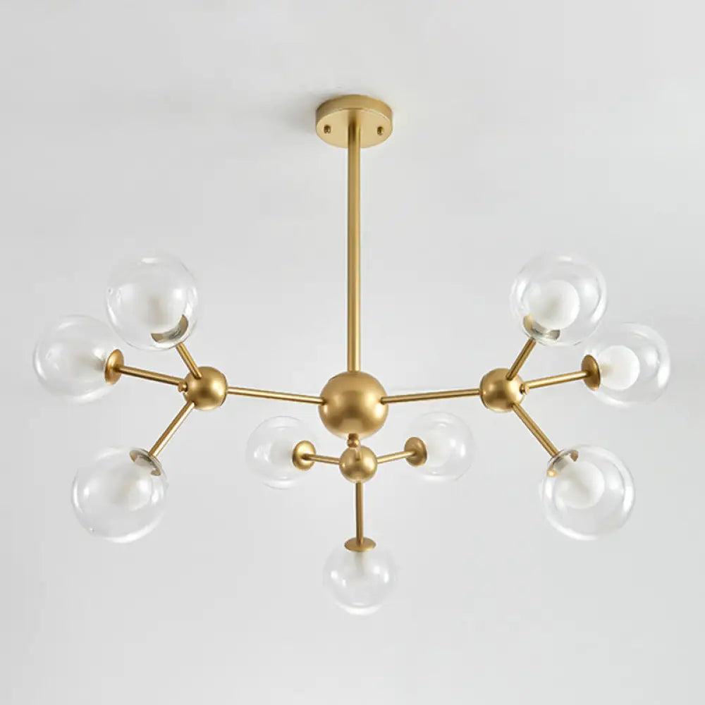 Zavijava - Gold Clear Globe Shape Glass Chandelier Light Molecular Frosted Iron Modern Pendant