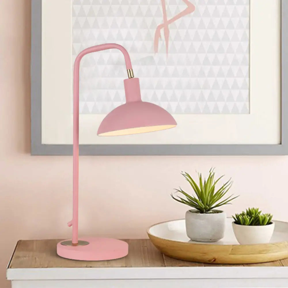 Zoé - Nordic Metallic Dome Shade Nightstand Lamp 1 Bulb Pink/Yellow/Blue Table Light For Bedside