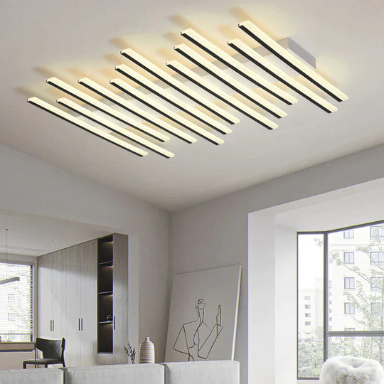 Modern Led Living Room Ceiling Lamp Simple Nordic Creative Square Line Restaurant Light In The