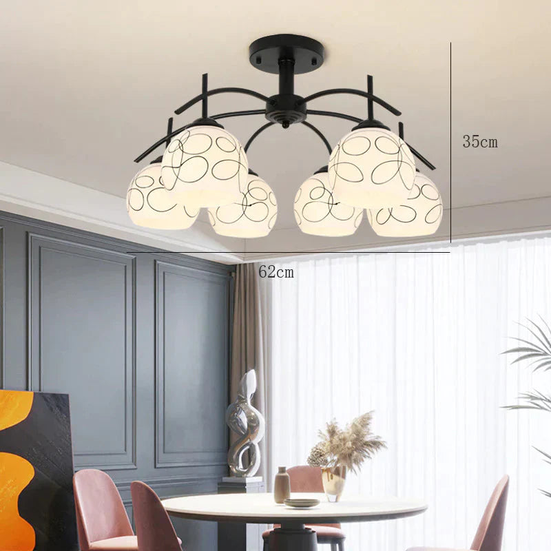 Modern Simple Wrought Iron Bedroom Living Room Chandelier Study Dining Lamps Pendant