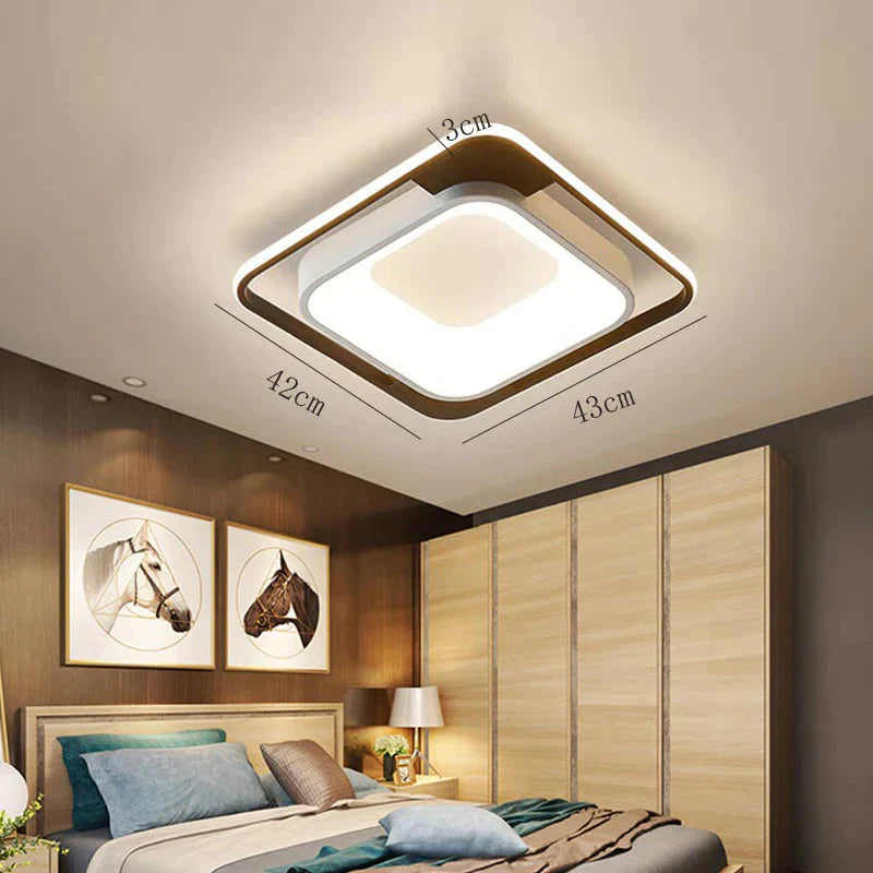 Modern Simple Living Room Lamp Led Ceiling Bedroom Study Aisle Square / Tri - Color Light