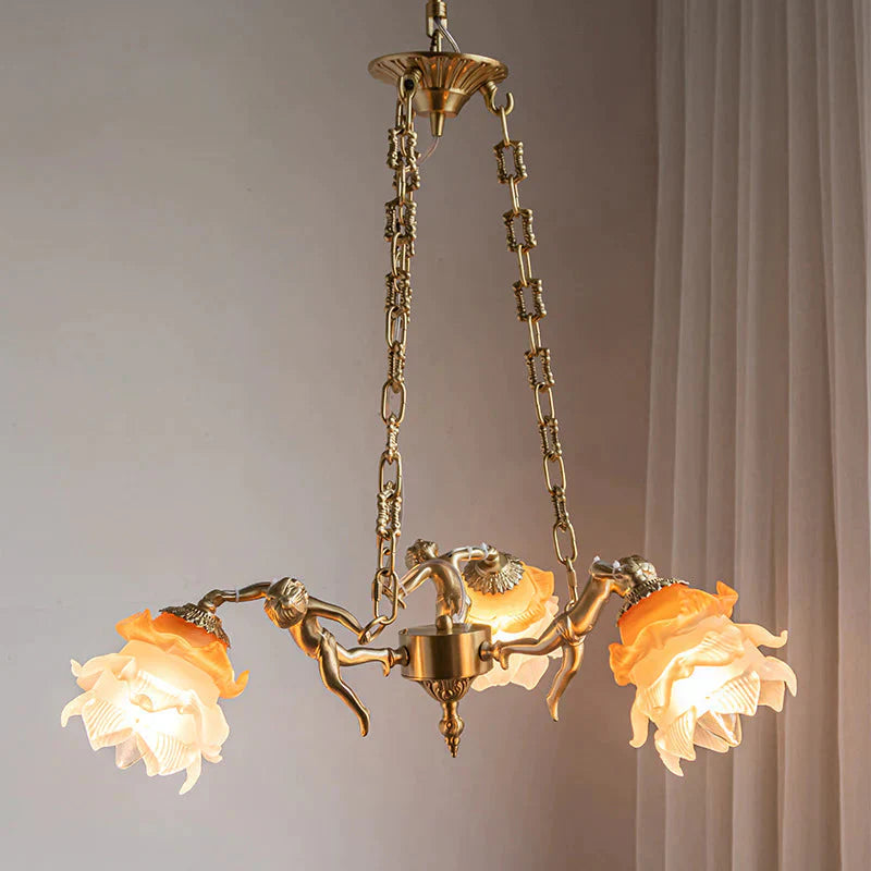 Angel Garden Retro Copper Bedroom Chandelier Dining Room Living Lamps Pendant