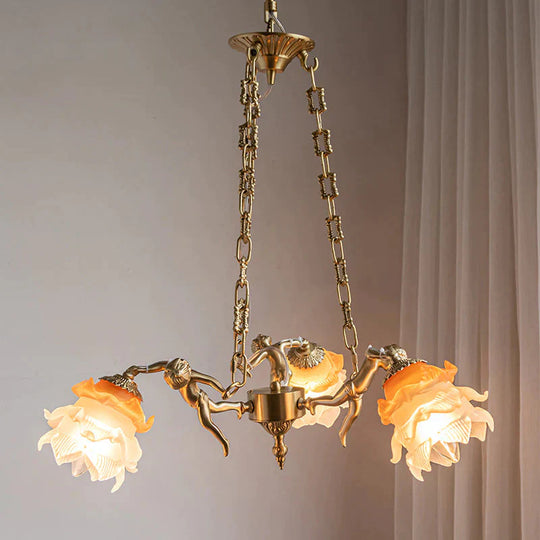 Angel Garden Retro Copper Bedroom Chandelier Dining Room Living Lamps Pendant