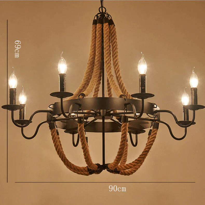 Retro Rope Chandelier Creative Loft Industrial Wind Bar Restaurant Box Hot Pot Wrought Iron