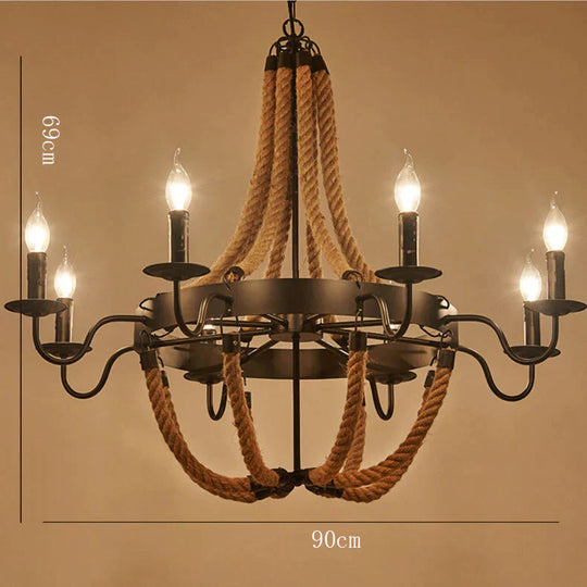 Retro Rope Chandelier Creative Loft Industrial Wind Bar Restaurant Box Hot Pot Wrought Iron