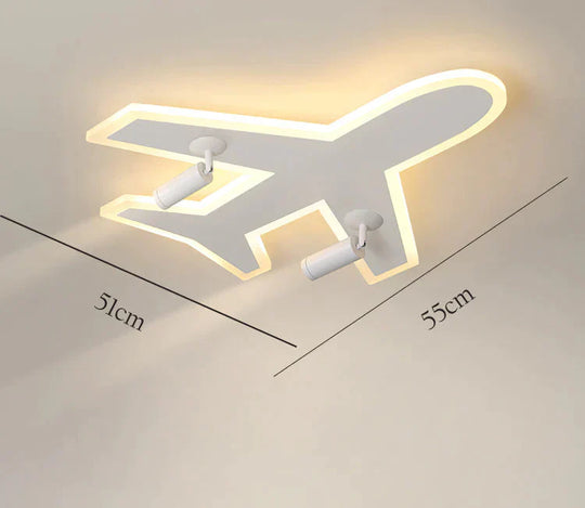 Children’s Room Airplane Lamp Creative Layout Bedroom Led Ceiling White / Dia55Cm Light