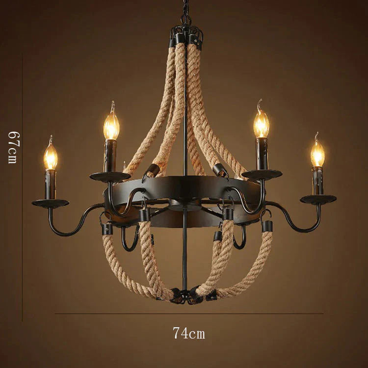 Retro Rope Chandelier Creative Loft Industrial Wind Bar Restaurant Box Hot Pot Wrought Iron