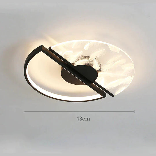 Feather Ceiling Lamp Of Nordic Light In The Bedroom Simple Modern Warm Romantic Master Black / Tri
