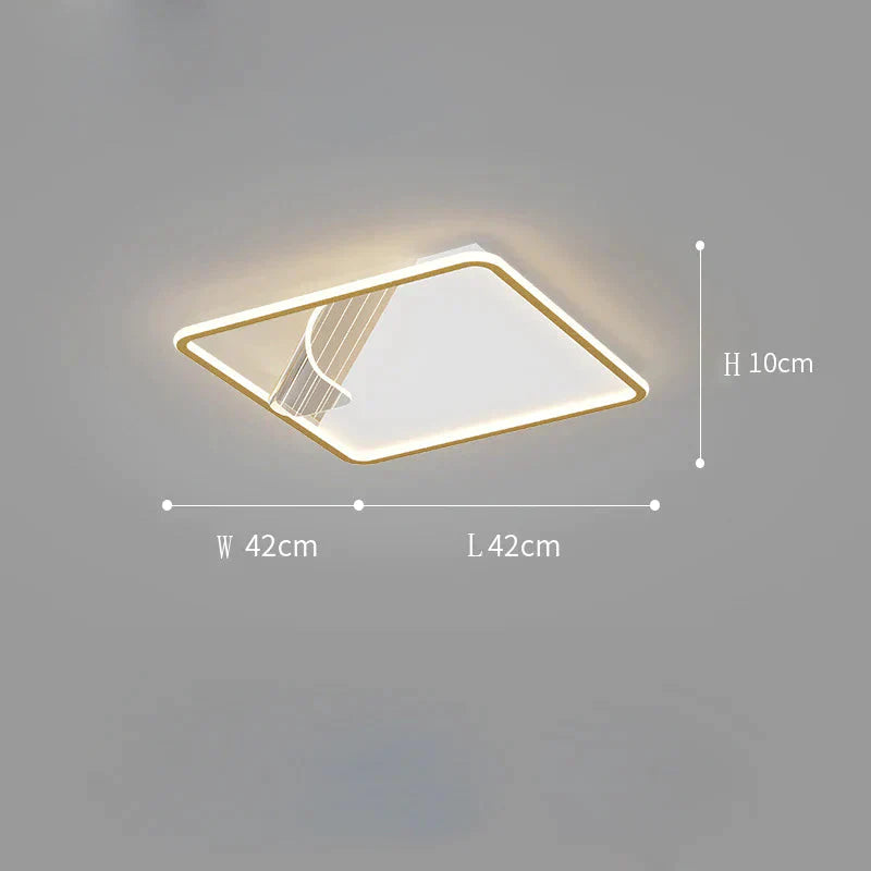 Simple Modern Bedroom Ceiling Lamp Light Luxury Led Whole House Living Room Gold Lighting / Square