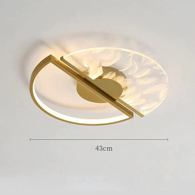 Feather Ceiling Lamp Of Nordic Light In The Bedroom Simple Modern Warm Romantic Master Golden / Tri