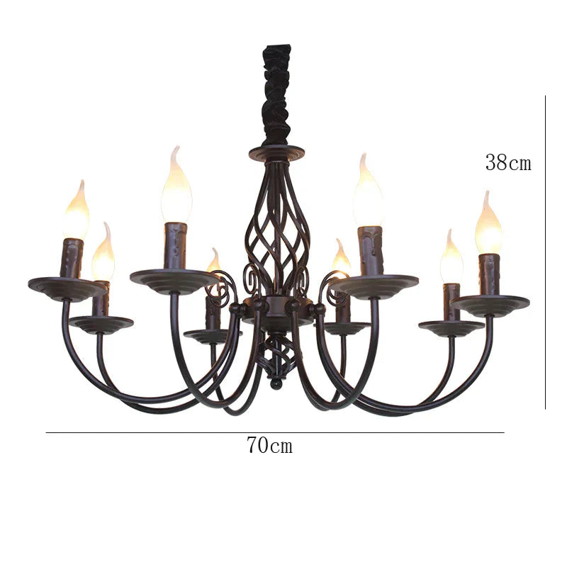 Iron Candle Living Room Lamp Simple Personality Retro Warm Study Restaurant Led Black / 8 Heads