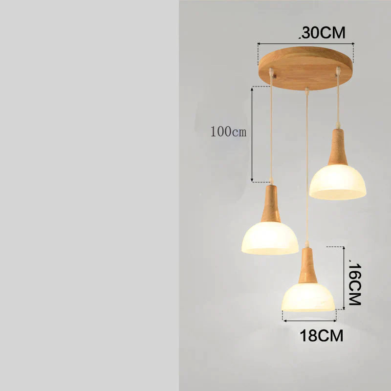 Nordic Restaurant Small Chandelier Solid Wood Creative Personality Single Head Three Bedside Bar