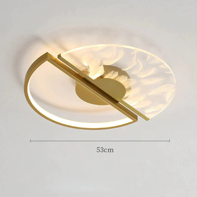 Feather Ceiling Lamp Of Nordic Light In The Bedroom Simple Modern Warm Romantic Master Golden / Tri