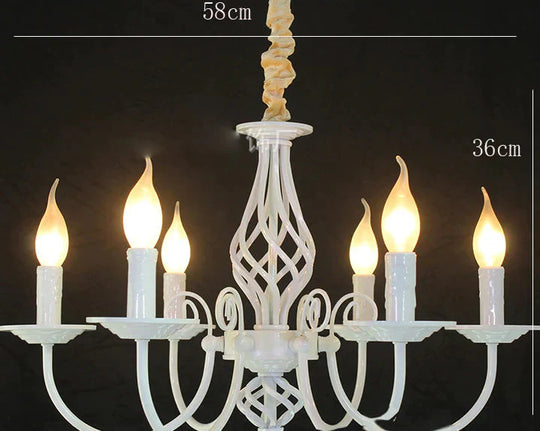 Iron Candle Living Room Lamp Simple Personality Retro Warm Study Restaurant Led White / 6 Heads