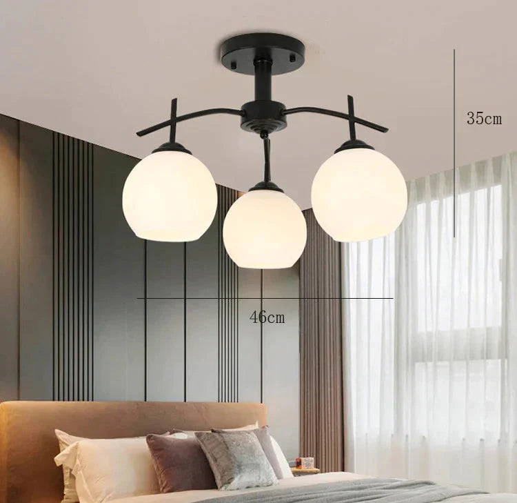 Modern Simple Wrought Iron Bedroom Living Room Chandelier Study Dining Lamps Pendant