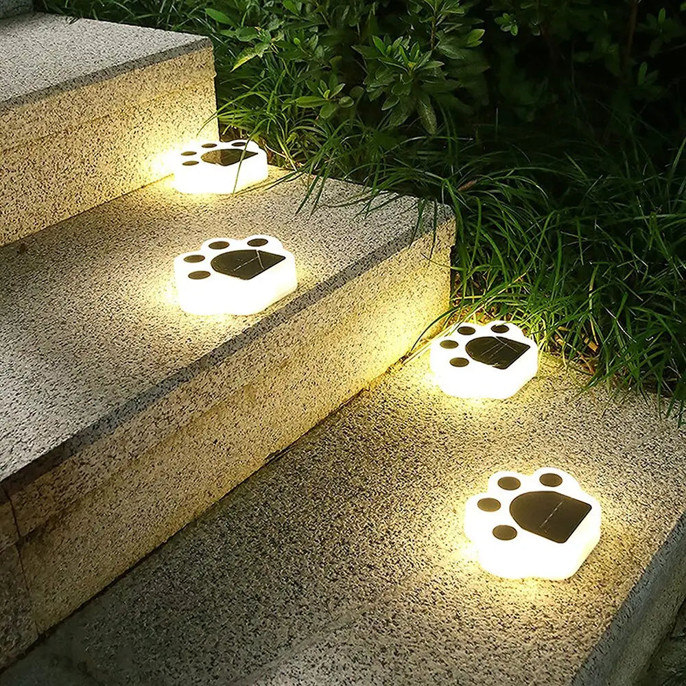 1/4Pcs Waterproof Led Solar Bear Paw Ground Light Outdoor Street Garden Wall Lamp Path Decoration