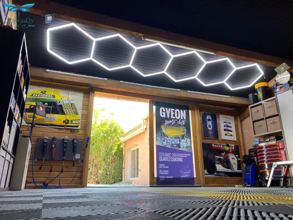 1.9X2.4M One - Step Connection Hexagon Led Light For Car Workshop Detailing Lights Ceiling